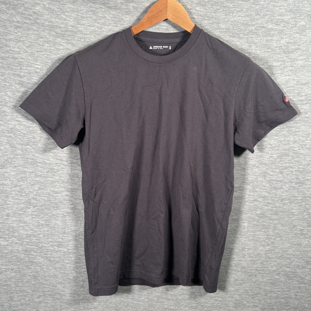 American Giant Shirt Mens Small Gray Made USA Crew Neck Cotton Tagless Logo NEW